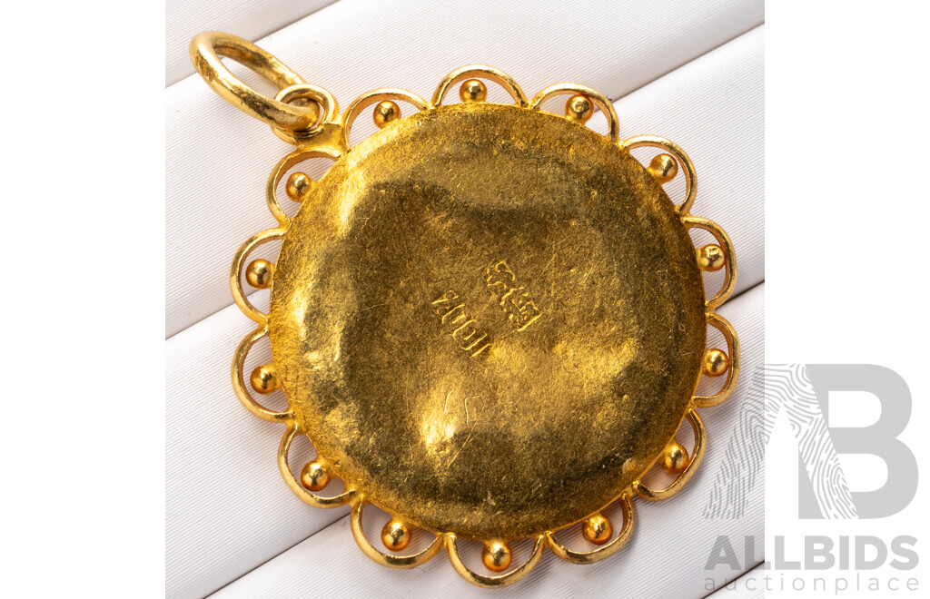 22ct Gold Ganesha Medallion Pendant, 30mm, 7.44 Grams