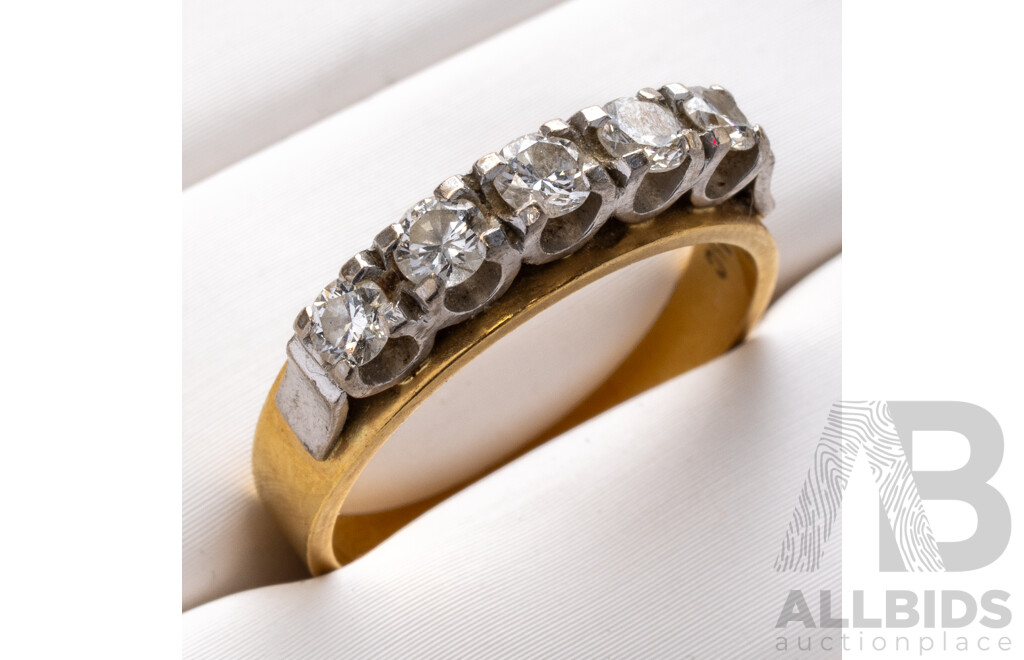 18ct Vintage Diamond Eternity Ring, TDW 0.50ct, Size N, 4.53 Grams