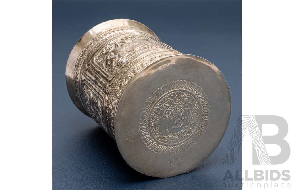 Antique Burmese Sterling Silver Betel Box (canister) Circa Early 1900's, 85mm, 89.0 Grams