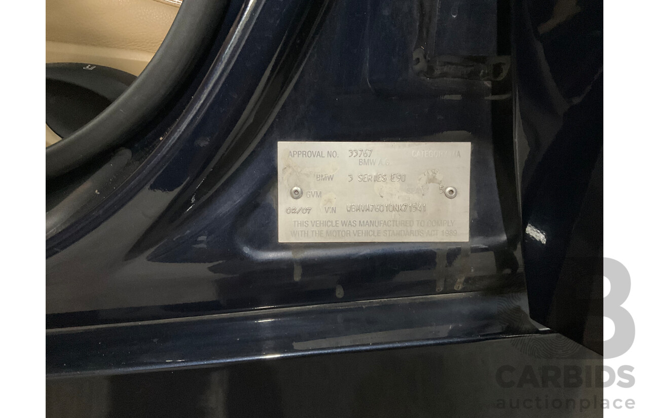 2/2007 BMW 320i Executive E90 4d Sedan Monaco Blue 2.0L