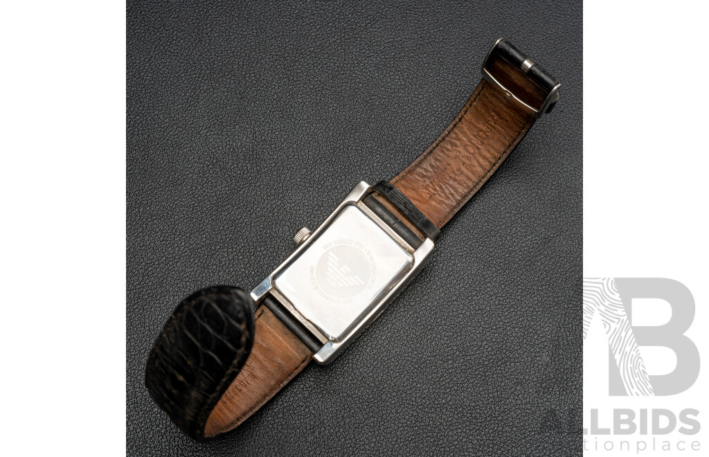 Emporio Armani Mens Dress Watch, AR-0143, 30mm Silver/black