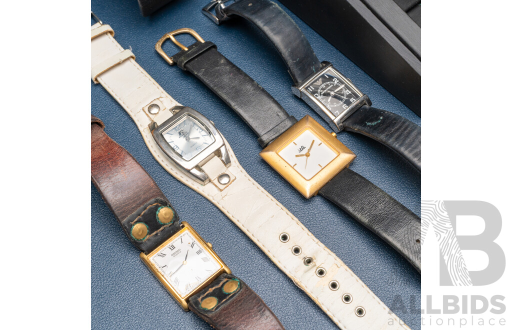 Collection of Watches, Lighter and Silver Tone Earrings - Including JAG & Emporio Armani