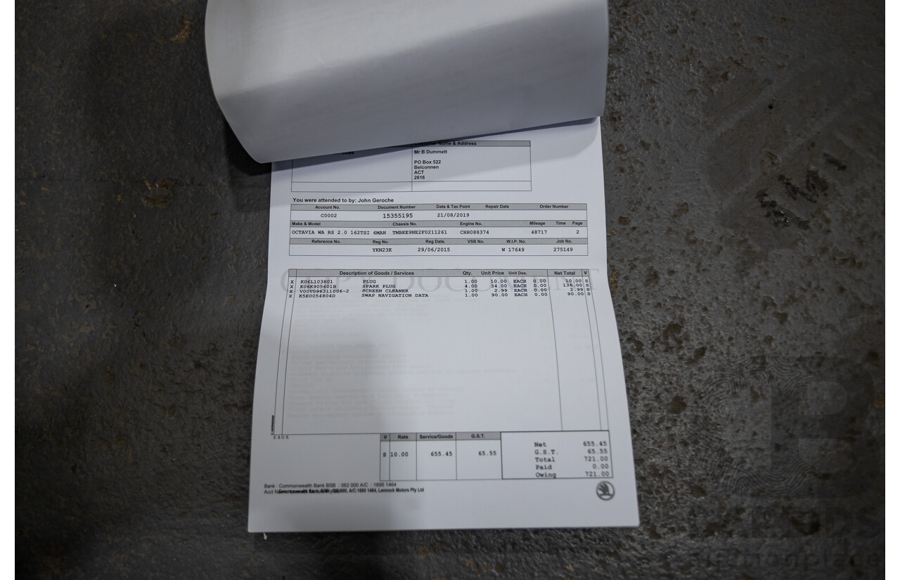 06/2015 Skoda Octavia RS 162 TSI NE MY15 4d Wagon Race Blue Metallic Turbo 2.0L