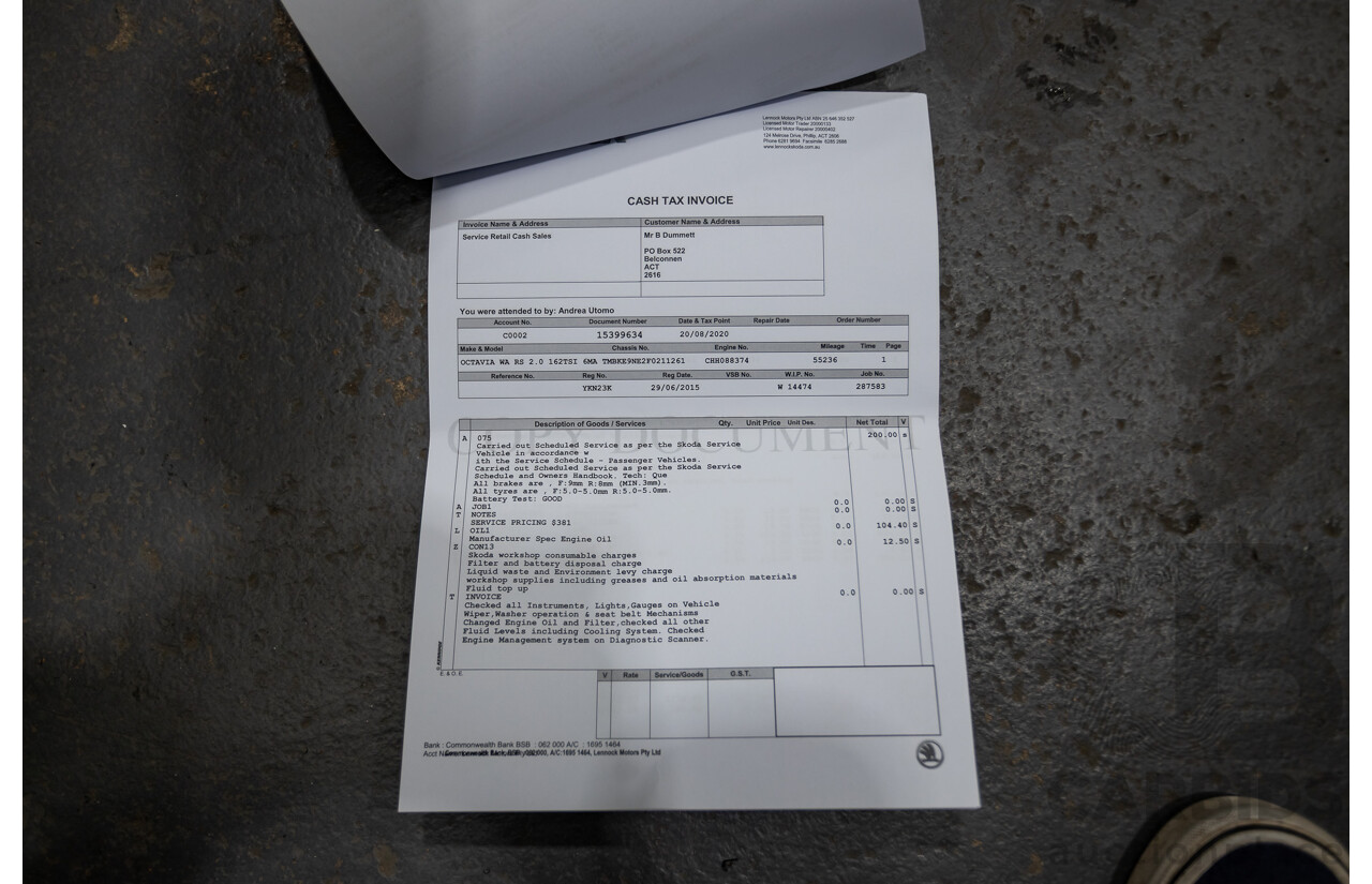 06/2015 Skoda Octavia RS 162 TSI NE MY15 4d Wagon Race Blue Metallic Turbo 2.0L