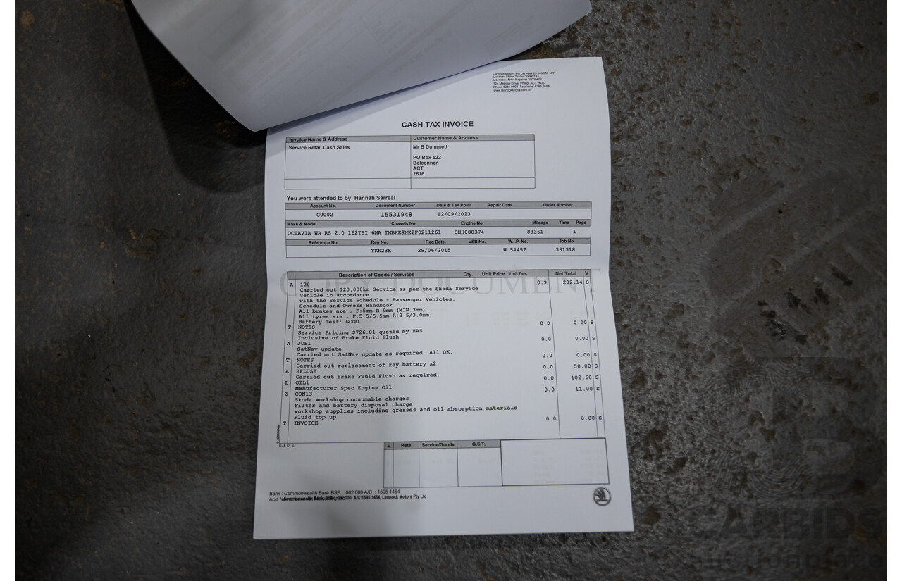 06/2015 Skoda Octavia RS 162 TSI NE MY15 4d Wagon Race Blue Metallic Turbo 2.0L