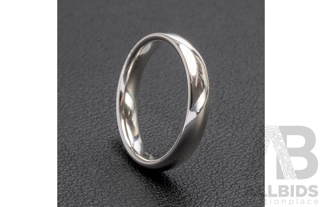 Authentic Tiffany & Co. 4mm Platinum Wedding Ring, Size P1/2, 8.22 Grams - NEW with Box, Bag & Receipt