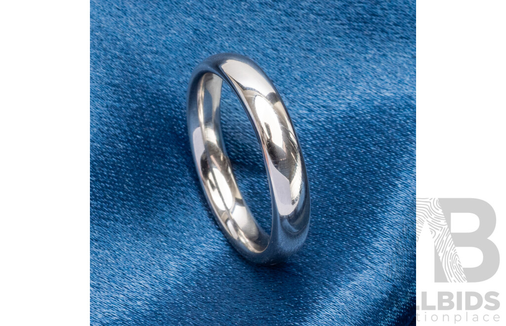 Authentic Tiffany & Co. 4mm Platinum Wedding Ring, Size P1/2, 8.22 Grams - NEW with Box, Bag & Receipt