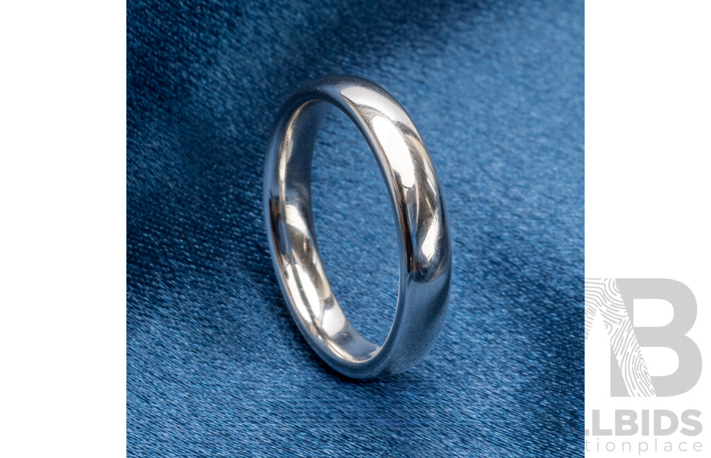 Authentic Tiffany & Co. 4mm Platinum Wedding Ring, Size P1/2, 8.22 Grams - NEW with Box, Bag & Receipt