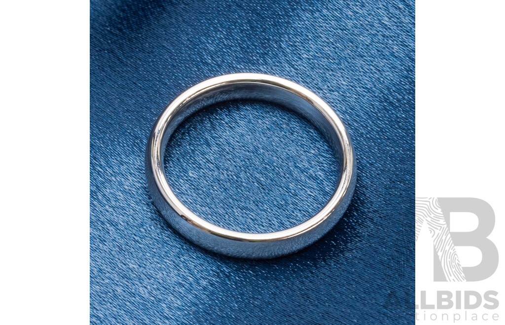 Authentic Tiffany & Co. 4mm Platinum Wedding Ring, Size P1/2, 8.22 Grams - NEW with Box, Bag & Receipt