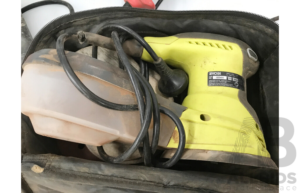 Assorted Lot of Tools Including Corded Tools Such as Paint Sprayer, Drills, and More