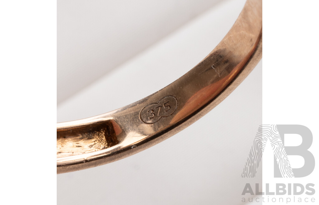 9ct Diamond Set Art Deco Style Band Ring, Est TDW 0.05ct, Size Q, 2.26 Grams