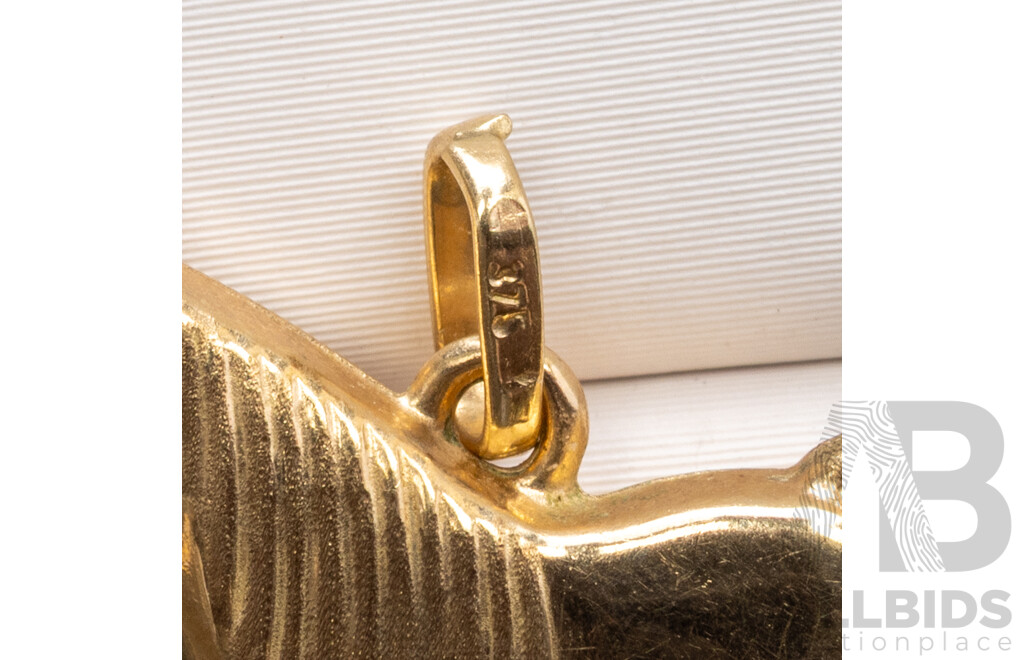 9ct Naive Style Horse Pendant/charm, 18mm Long, 0.84 Grams