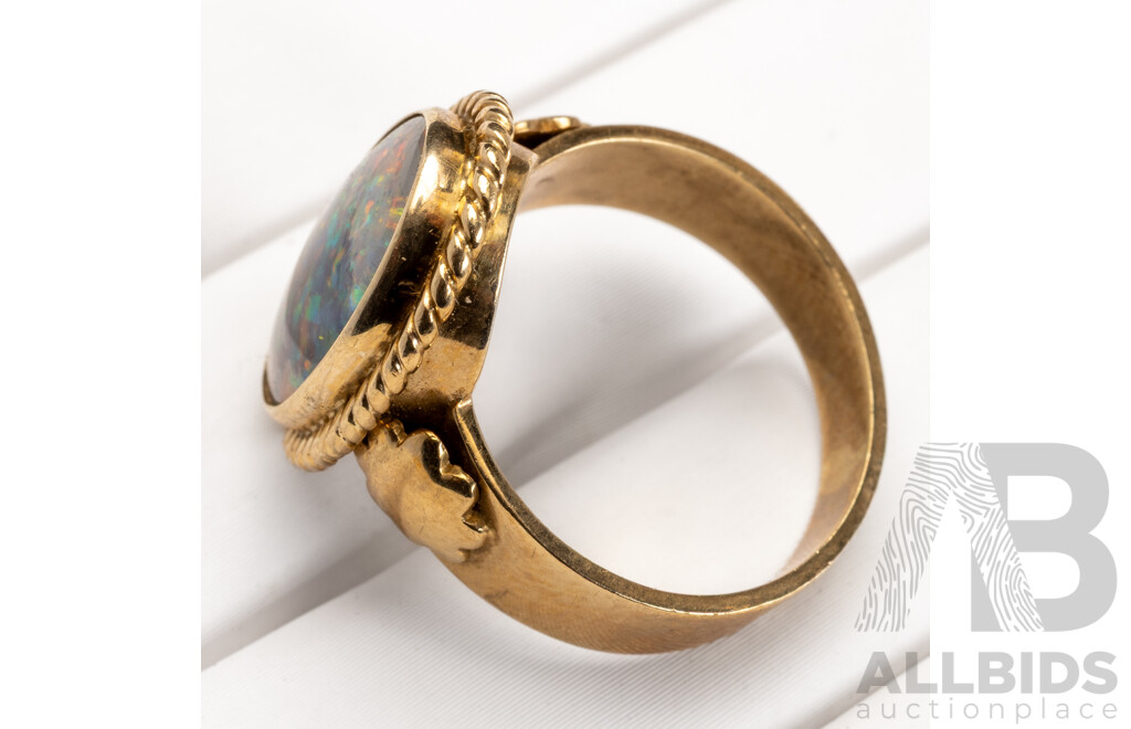 9ct Vintage Opal Triplet Ring, Size L, 4.66 Grams