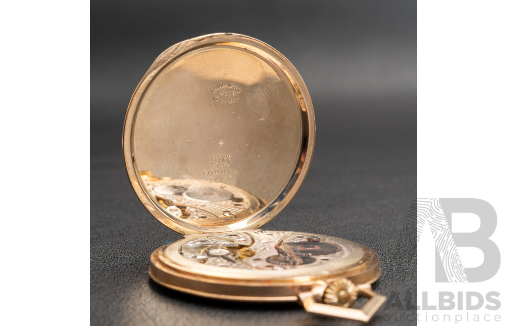 9ct Lavina Vintage Pocket Watch, 46mm, for Restoration, 48.26 Grams