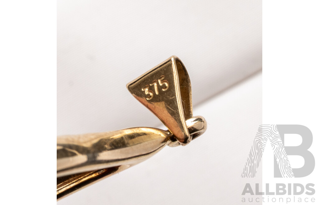 9ct Sapphire & Diamond Pendant, 28mm, 0.74 Grams