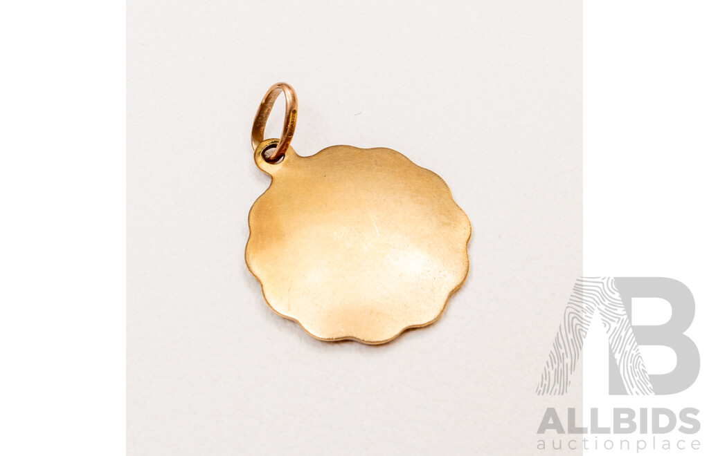 9ct St Christopher Medallion Pendant, 16mm, 1.12 Grams