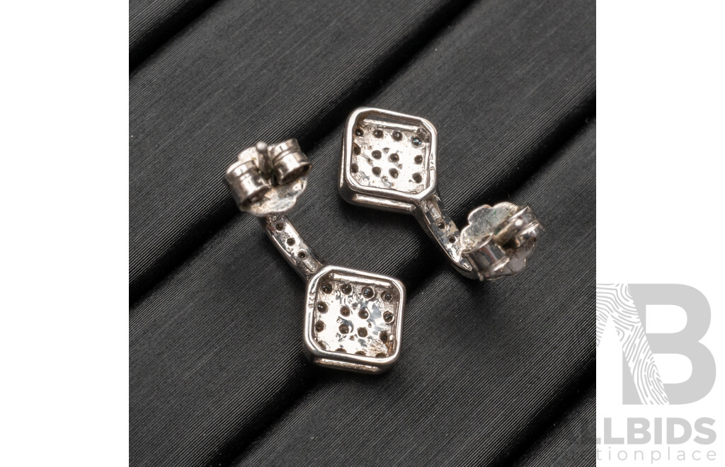 9ct Diamond Cluster Drop Stud Earrings, 15mm, Est TDW 0.10ct, 2.43 Grams