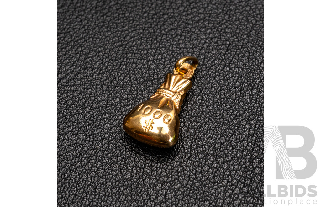 9ct Money Bag Charm, 22mm, 0.99 Grams