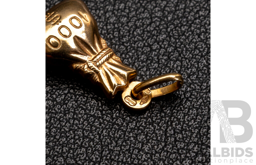 9ct Money Bag Charm, 22mm, 0.99 Grams