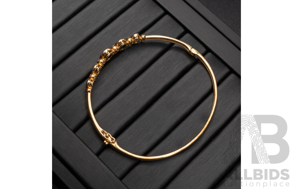 A&C 9ct Yellow Gold Sapphire & Diamond Hinged Bangle, 54mm Internal Diameter, 7.27 Grams