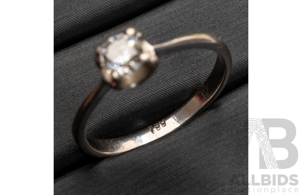 18ct Vintage Diamond Solitaire Engagement Ring, Est TDW 0.25ct, Size L, 1.78 Grams