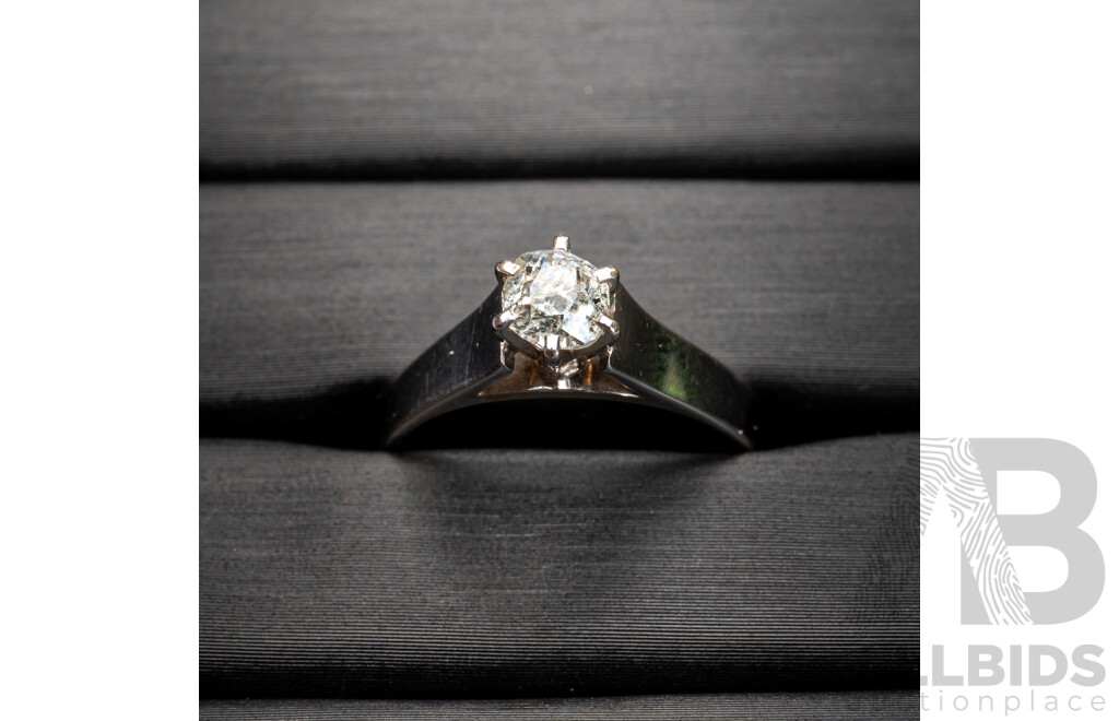 18ct White Gold Old Cut Diamond Solitaire Engagement Ring, Est TDW 0.35ct, Size M, 3.52 Grams