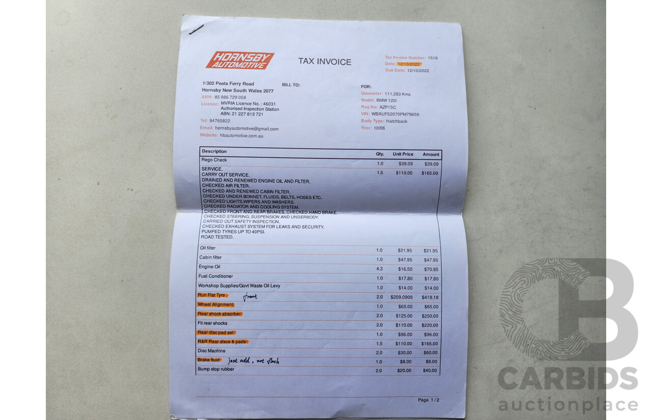 10/2006 Bmw 1 20i E87 5d Hatchback Silver 2.0L