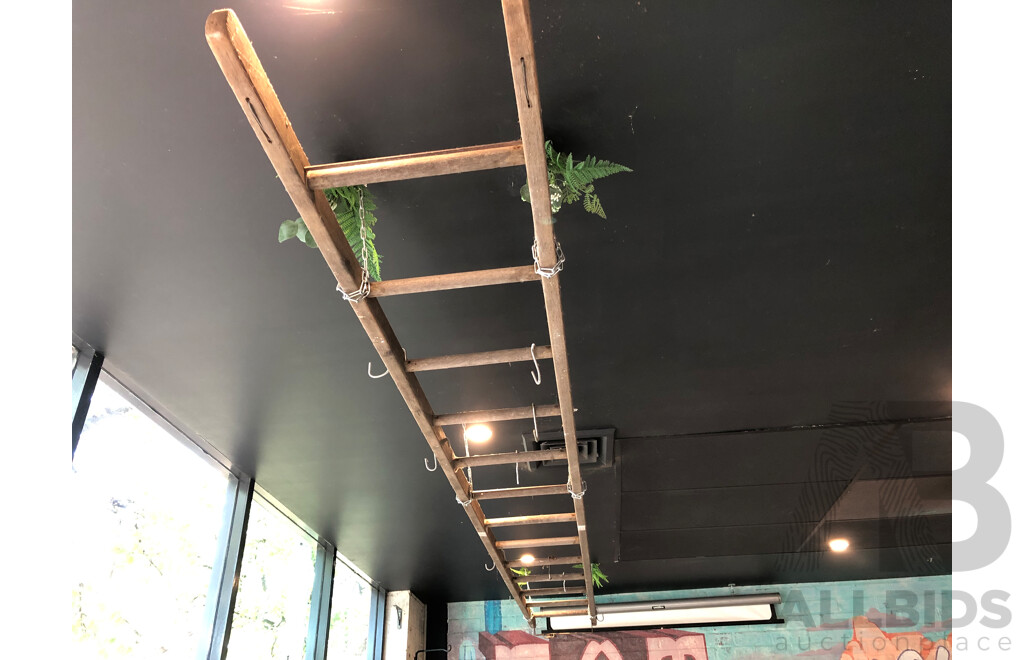 Rustic Ladder Ceiling Adornment