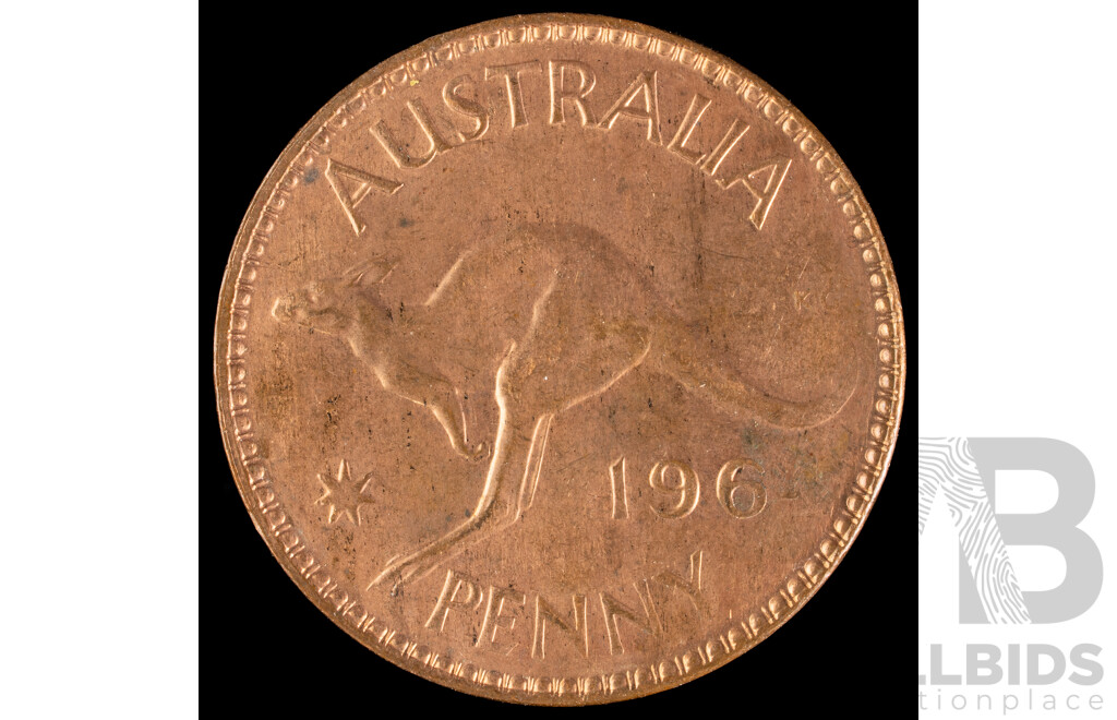 Australian 1964 Penny Error Coin, Soft Strike on '4'