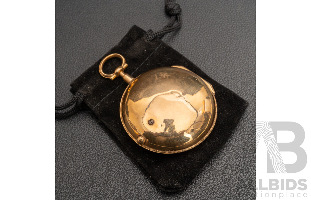 18ct Antique Lepine Paris Verge Escapement Mid 18th Century Gold Pocket Watch, 49.49 Grams