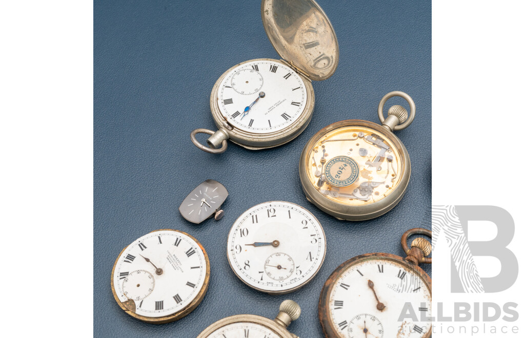Large Collection of Antique & Vintage Watches for Parts/restoration, Incl. 54mm-38mm Pocket Watches