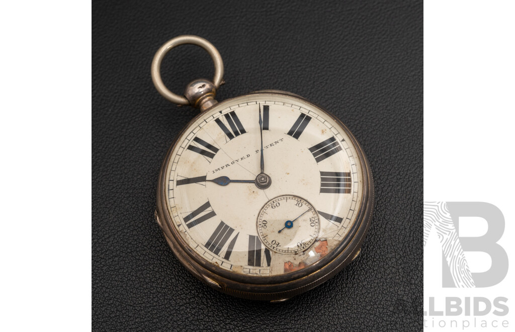 Antique Sterling Silver Open Face Pocket Watch, English Massey Lever Escapement, Circa 1825, 153.0 Grams
