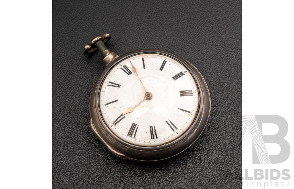 Antique Merton & Co. Liverpool Sterling Silver Open Face Pocket Watch, Circa 1807, 122.0 Grams