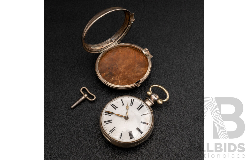 Antique John Robert London Sterling Silver Open Face Pocket Watch, Circa 1795, 153.0 Grams