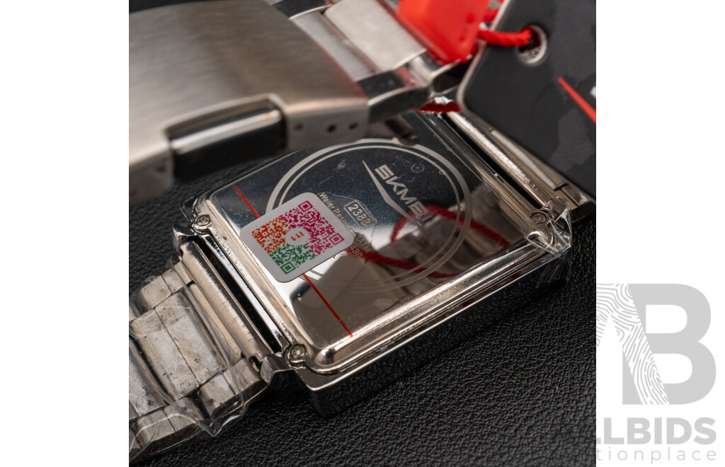 NEW - SKMEI LED Digital Wrist Watch, 2388, 35mm Silver Tone