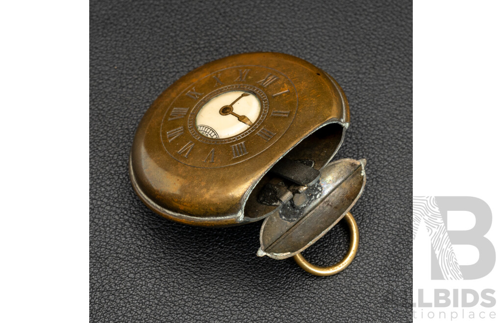 RARE - Antique Vesta 'Pocket Watch' Match Case, 48mm, Metal