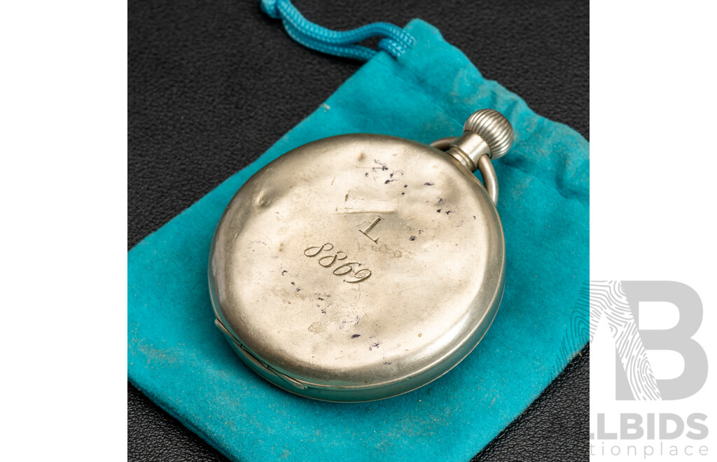 Antique Omega NSW Railways Transport Department 50mm Open Face Pocket Watch, Locomotive Driver 8869, Circa 1920's - Working