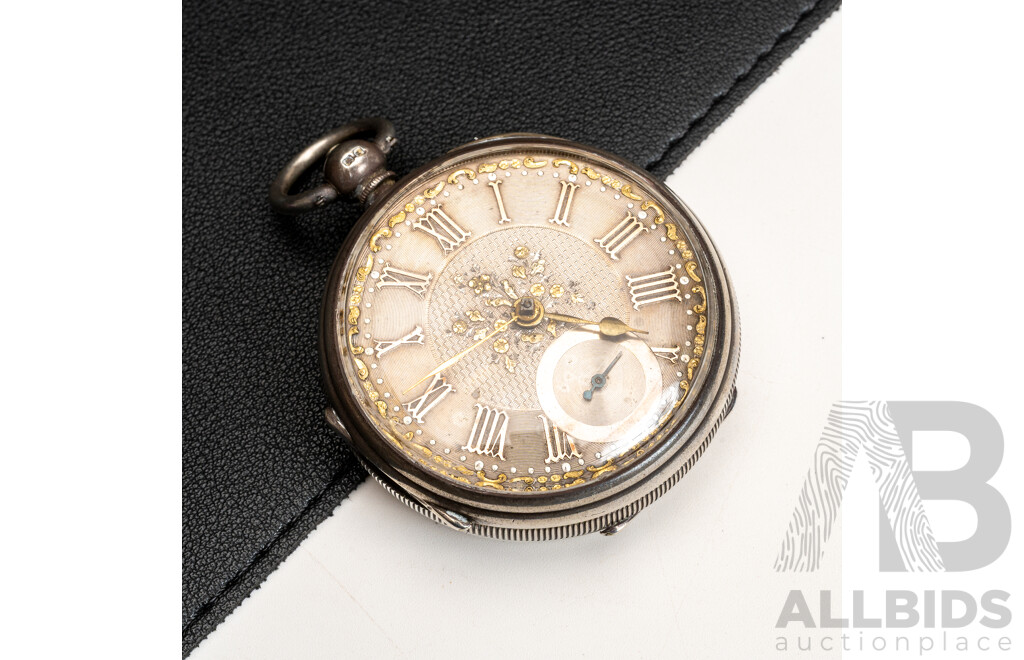 Antique Jacob Kibel Newcastle on Tyne Sterling Silver 52mmm Open Face Pocket Watch, Circa 1865, 159.0 Grams