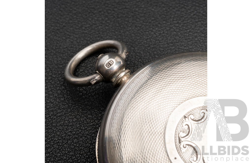 Antique Jacob Kibel Newcastle on Tyne Sterling Silver 52mmm Open Face Pocket Watch, Circa 1865, 159.0 Grams