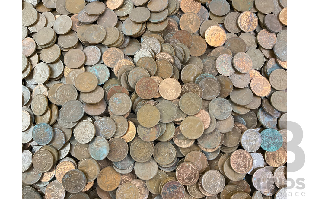 Collection of Australian Two Cent Coins, Examples Spanning 1966 to 1989 - Approximately 9.7 Kilograms
