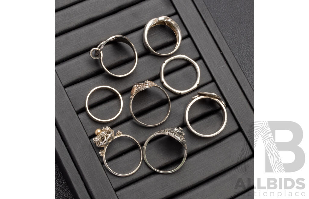 925 Sterling Silver Rings. Lot of 8 - 27.57gms