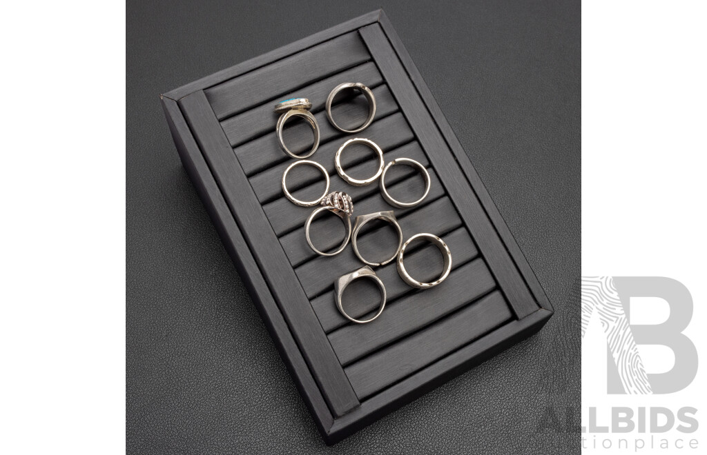 925 Sterling Silver Assorted Rings. Lot of 9 - 42.2gms