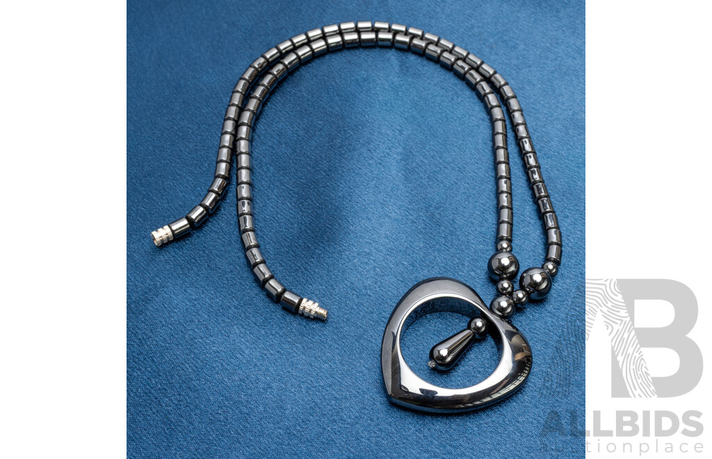 Hematite Heart Necklace - Length 46.5cms