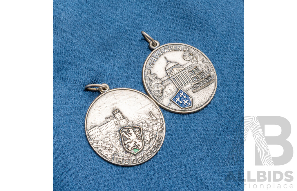 Post WW2 West German Souvenir Pendants - Lot of 2