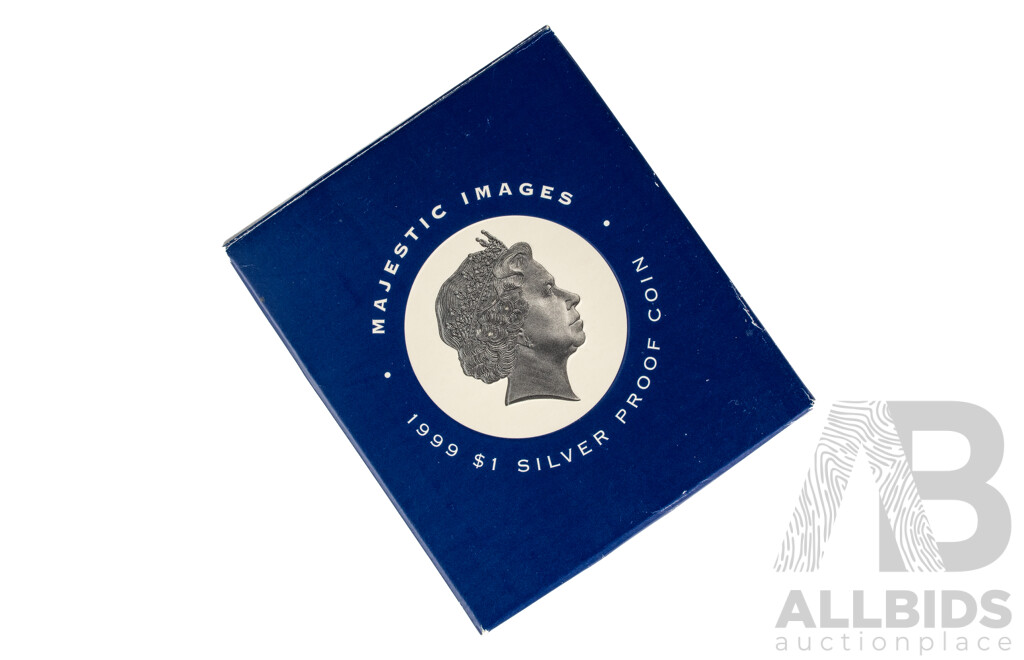 Australian RAM 1999 Silver Proof One Dollar Coin, Majestic Images, Queen Elizabeth II .999