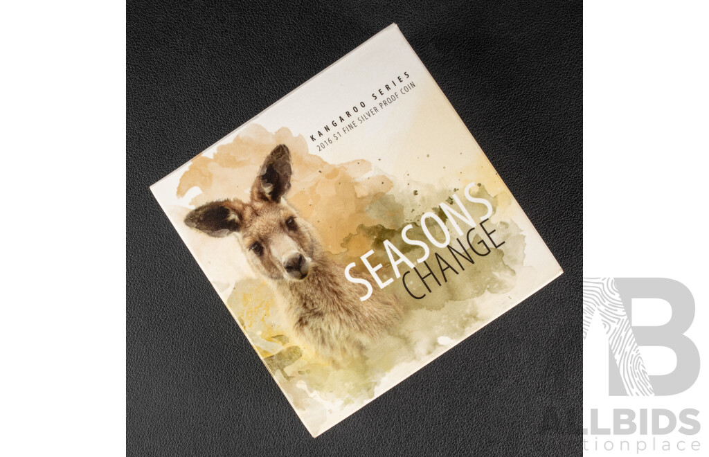 Australian RAM 2016 One Dollar Silver Proof Coin, Kangaroo Series, Seasons Change .999