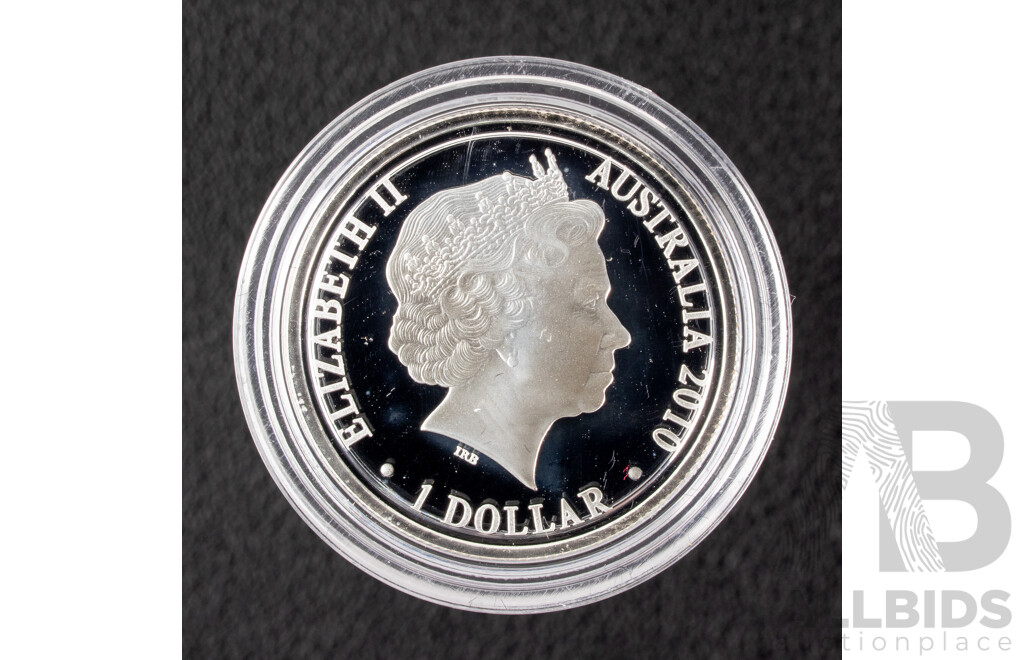 Australian RAM 2010 Silver Proof One Dollar Coin, Kangaroo at Sunset .999
