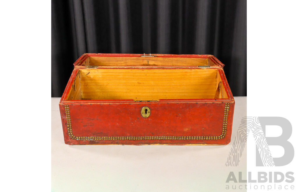 Vintage Leather Bound Storage Trunk
