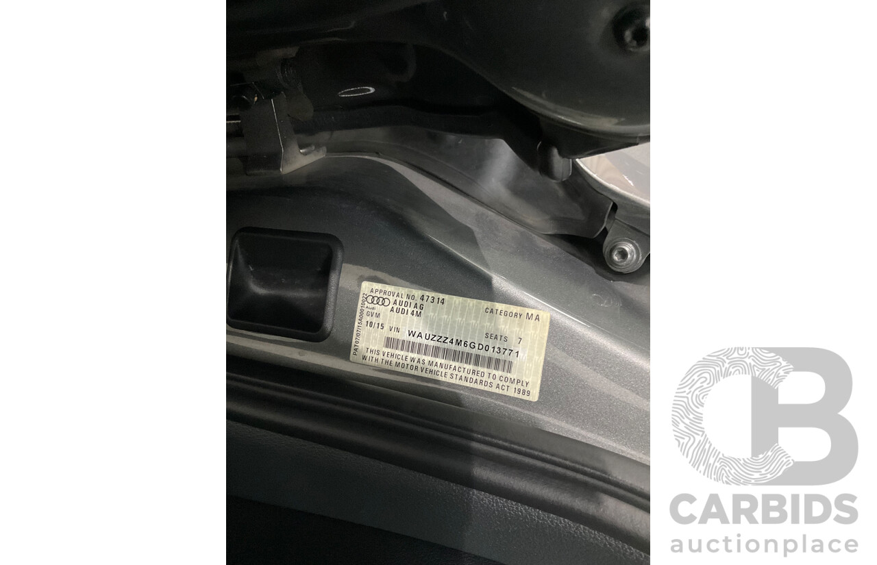 10/2015 Audi Q7 3.0 TDI Quattro (AWD) MY16 4M 4d Wagon Graphite Grey Metallic Turbo Diesel V6 3.0L