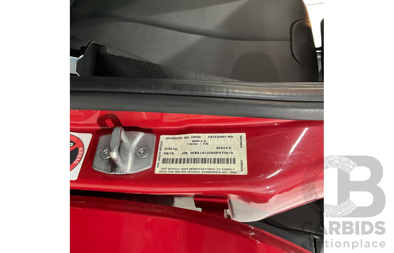 4/2015 BMW 116i Sportline F20 MY15 5d Hatchback Crimson Red Turbo 1.6L